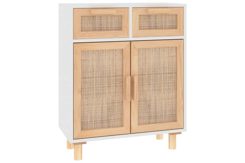 beBasic Skänk vit 60x30x75 cm massiv furu och naturlig rotting - White - Förvaring - Förvaringsmöbler - Sideboard & skänk