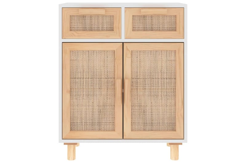 beBasic Skänk vit 60x30x75 cm massiv furu och naturlig rotting - White - Förvaring - Förvaringsmöbler - Sideboard & skänk
