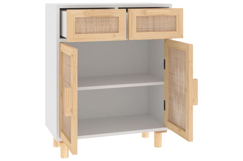 beBasic Skänk vit 60x30x75 cm massiv furu och naturlig rotting - White - Förvaring - Förvaringsmöbler - Sideboard & skänk