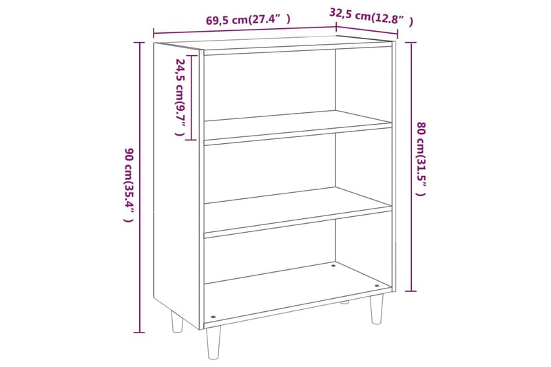 beBasic Skänk vit 69,5x32,5x90 cm konstruerat trä - White - Sideboard & skänk