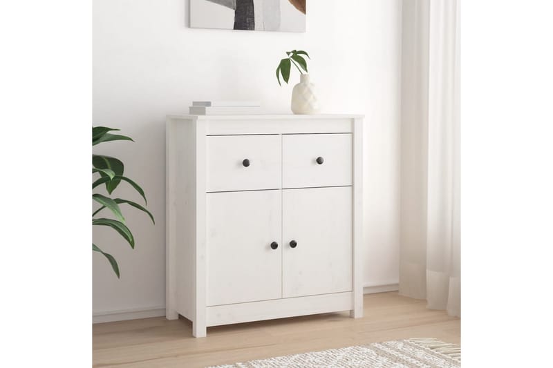 beBasic Skänk vit 70x35x80 cm massiv furu - White - Sideboard & skänk