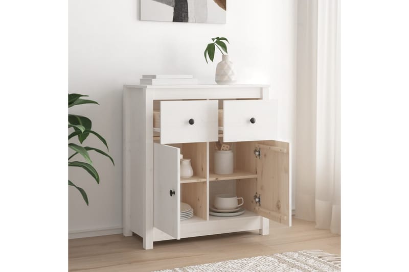 beBasic Skänk vit 70x35x80 cm massiv furu - White - Förvaring - Förvaringsmöbler - Sideboard & skänk