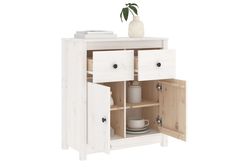 beBasic Skänk vit 70x35x80 cm massiv furu - White - Sideboard & skänk