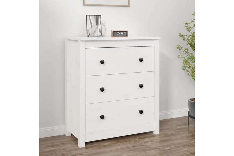beBasic Skänk vit 70x35x80 cm massiv furu - White - Förvaring - Förvaringsmöbler - Sideboard & skänk