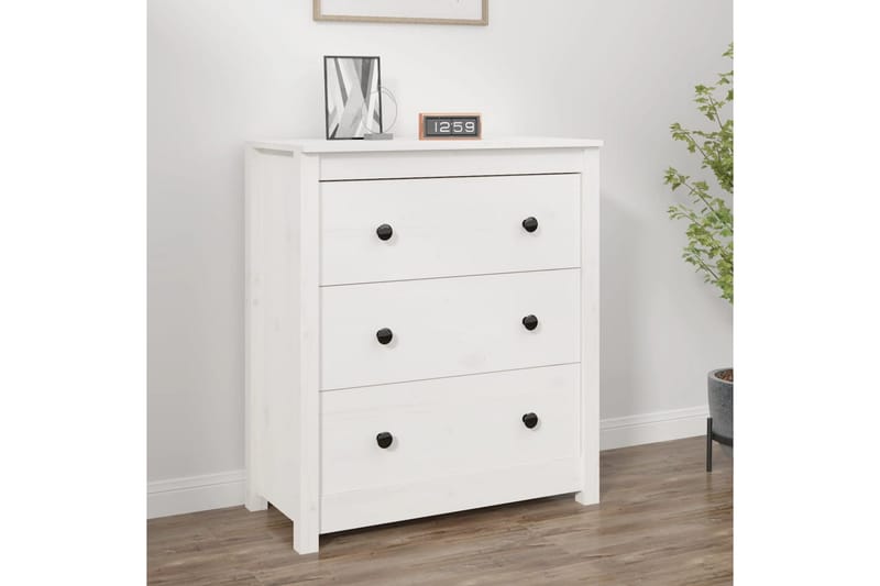 beBasic Skänk vit 70x35x80 cm massiv furu - White - Sideboard & skänk