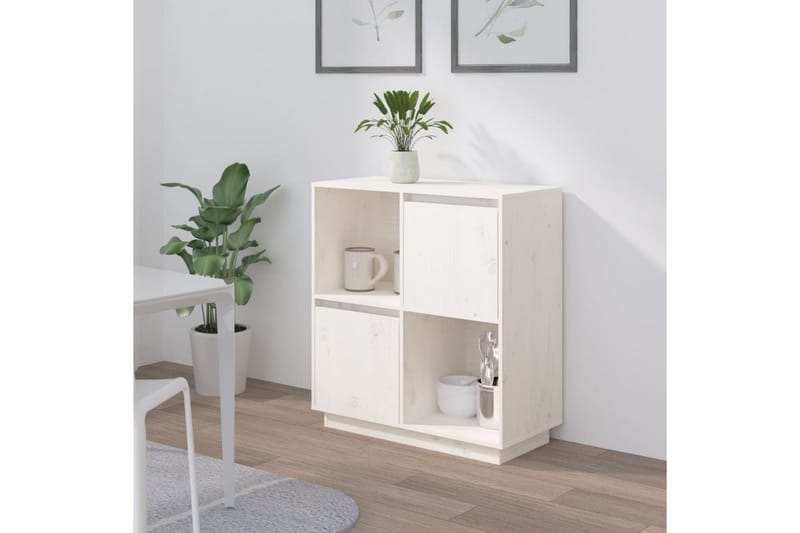 beBasic Skänk vit 74x35x80 cm massiv furu - White - Sideboard & skänk