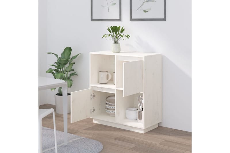 beBasic Skänk vit 74x35x80 cm massiv furu - White - Sideboard & skänk