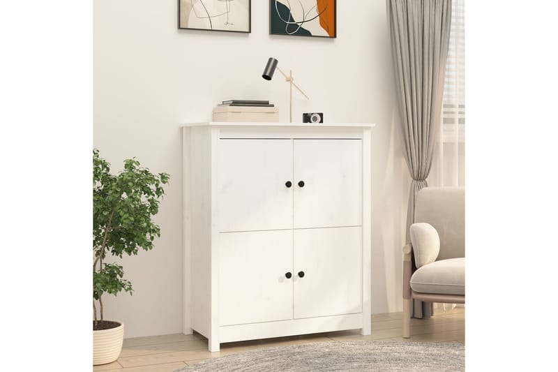 beBasic Skänk vit 83x41,5x100 cm massiv furu - White - Förvaring - Förvaringsmöbler - Sideboard & skänk