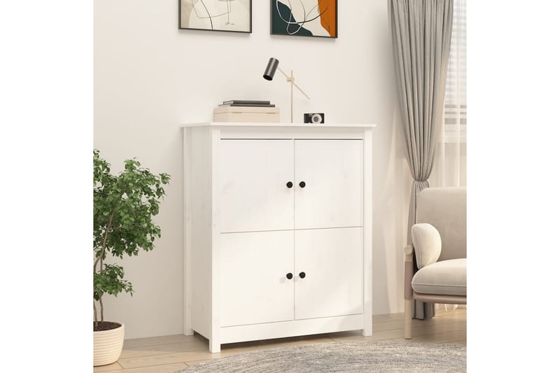 beBasic Skänk vit 83x41,5x100 cm massiv furu - White - Sideboard & skänk