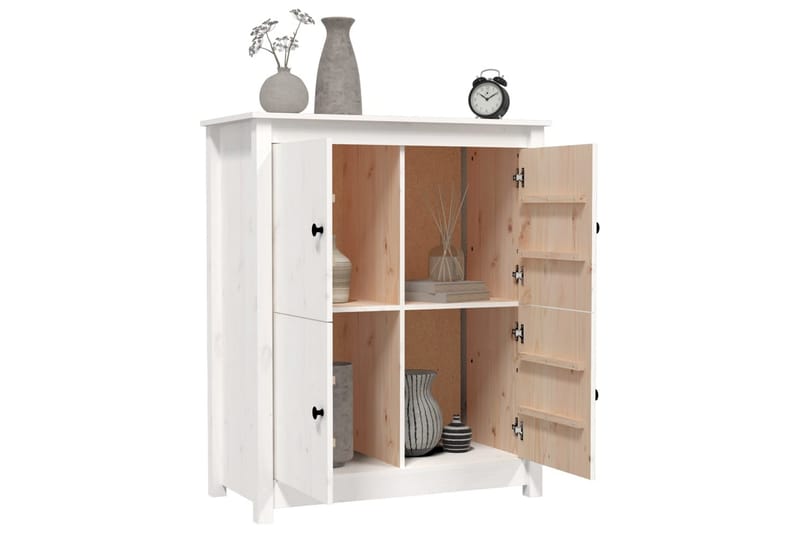 beBasic Skänk vit 83x41,5x100 cm massiv furu - White - Sideboard & skänk