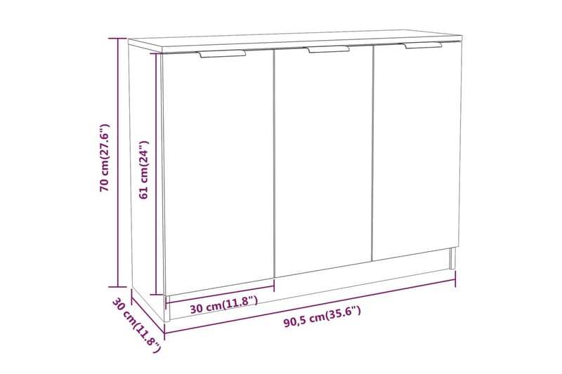 beBasic Skänk vit 90,5x30x70 cm konstruerat trä - White - Förvaring - Förvaringsmöbler - Sideboard & skänk