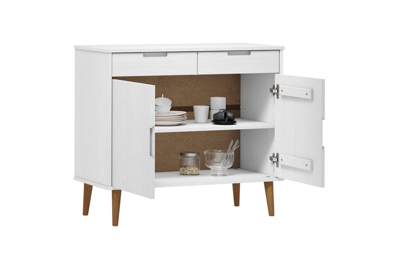 beBasic Skänk vit 90x40x80 cm massiv furu - White - Sideboard & skänk