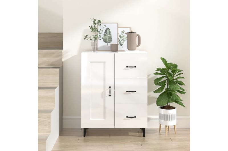 beBasic Skänk vit högglans 69,5x34x90 cm konstruerat trä - White - Sideboard & skänk