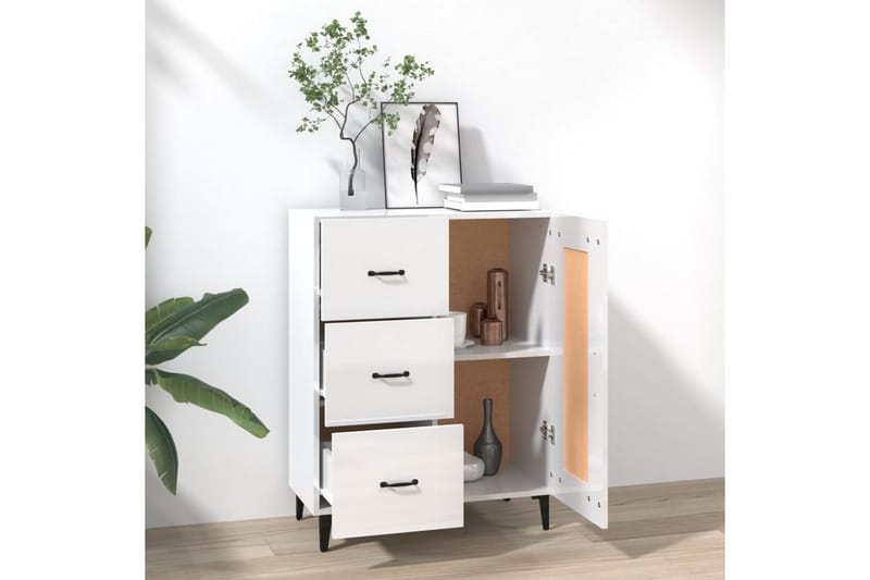 beBasic Skänk vit högglans 69,5x34x90 cm konstruerat trä - White - Sideboard & skänk