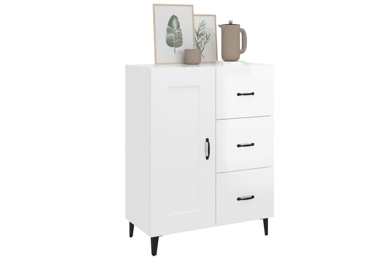 beBasic Skänk vit högglans 69,5x34x90 cm konstruerat trä - White - Sideboard & skänk