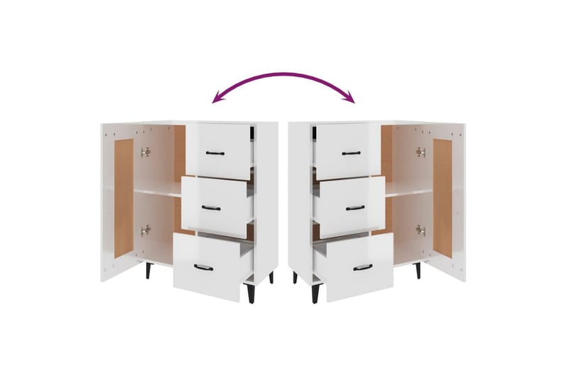 beBasic Skänk vit högglans 69,5x34x90 cm konstruerat trä - White - Förvaring - Förvaringsmöbler - Sideboard & skänk