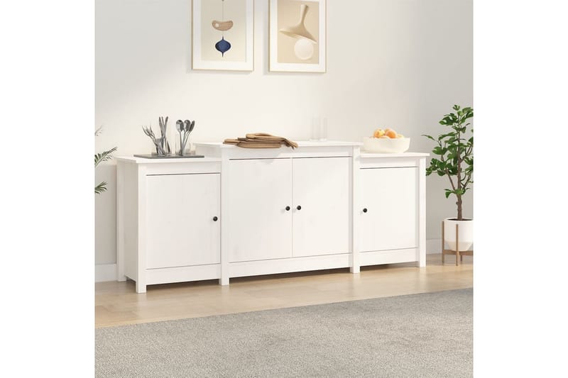 beBasic Skänk wit 164x37x68 cm massiv furu - White - Sideboard & skänk