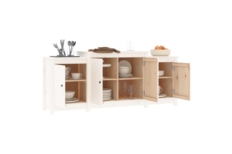 beBasic Skänk wit 164x37x68 cm massiv furu - White - Sideboard & skänk