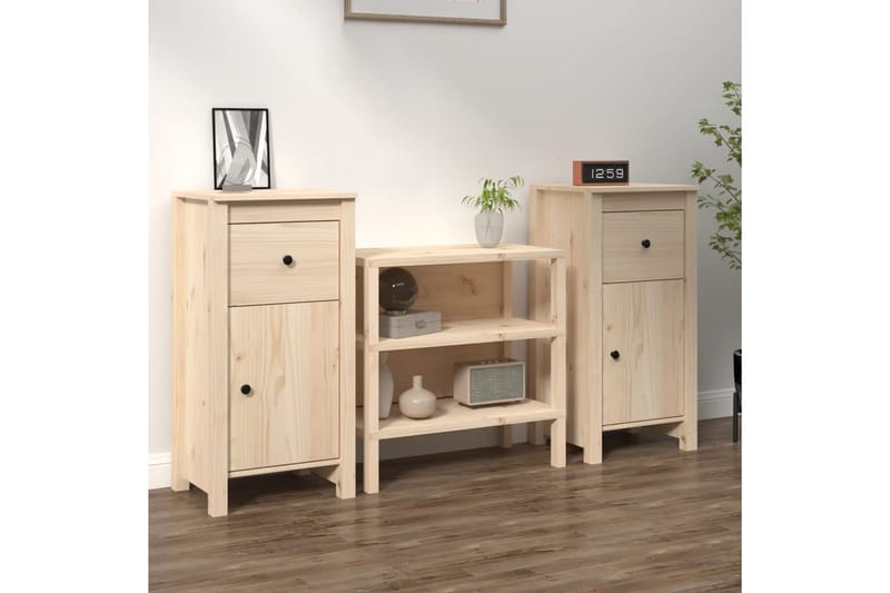 beBasic Skänkar 2 st 40x35x80 cm massiv furu - Brown - Förvaring - Förvaringsmöbler - Sideboard & skänk