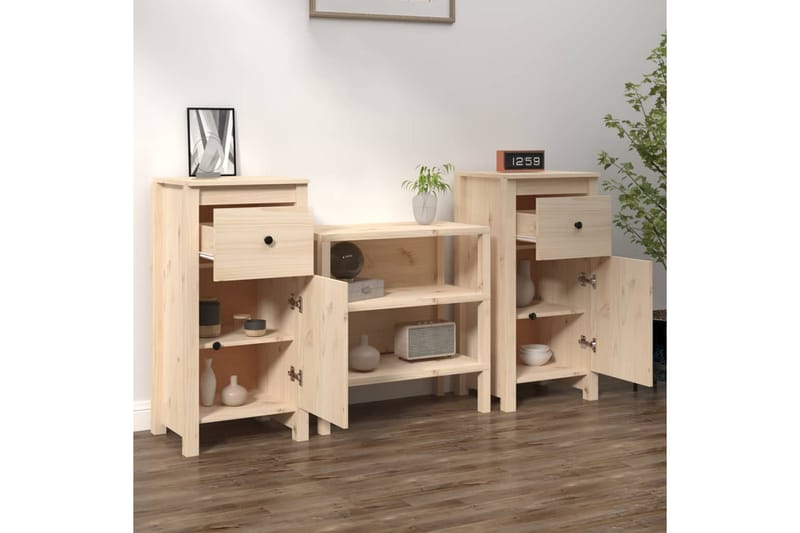 beBasic Skänkar 2 st 40x35x80 cm massiv furu - Brown - Förvaring - Förvaringsmöbler - Sideboard & skänk