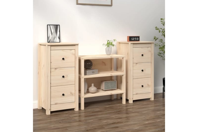 beBasic Skänkar 2 st 40x35x80 cm massiv furu - Brown - Förvaring - Förvaringsmöbler - Sideboard & skänk