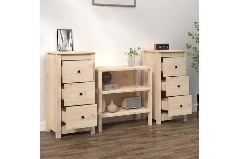 beBasic Skänkar 2 st 40x35x80 cm massiv furu - Brown - Förvaring - Förvaringsmöbler - Sideboard & skänk