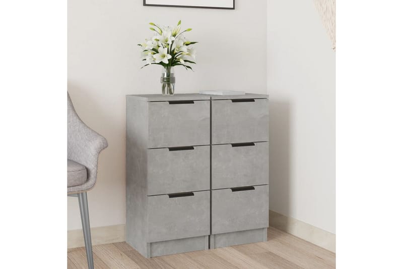 beBasic Skänkar 2 st betonggrå 30x30x70 cm konstruerat trä - Grey - Förvaring - Förvaringsmöbler - Sideboard & skänk