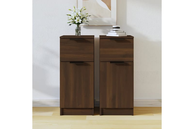beBasic Skänkar 2 st brun ek 30x30x70 cm konstruerat trä - Brown - Förvaring - Förvaringsmöbler - Sideboard & skänk