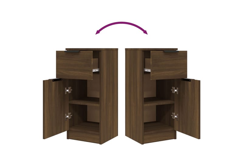 beBasic Skänkar 2 st brun ek 30x30x70 cm konstruerat trä - Brown - Förvaring - Förvaringsmöbler - Sideboard & skänk