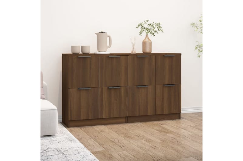 beBasic Skänkar 2 st brun ek 60x30x70 cm konstruerat trä - Brown - Förvaring - Förvaringsmöbler - Sideboard & skänk