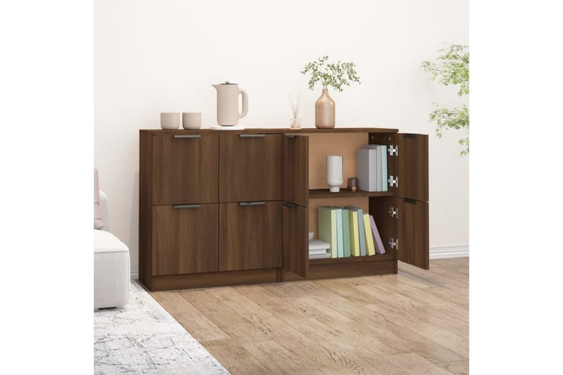 beBasic Skänkar 2 st brun ek 60x30x70 cm konstruerat trä - Brown - Sideboard & skänk