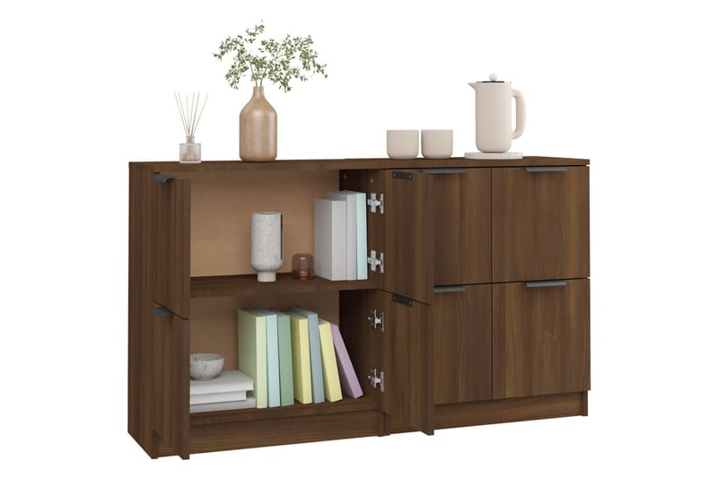 beBasic Skänkar 2 st brun ek 60x30x70 cm konstruerat trä - Brown - Förvaring - Förvaringsmöbler - Sideboard & skänk