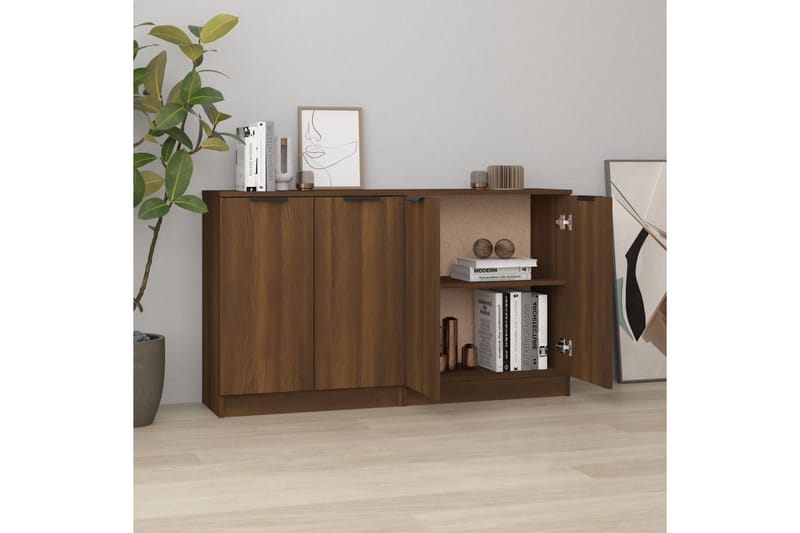 beBasic Skänkar 2 st brun ek 60x30x70 cm konstruerat trä - Brown - Förvaring - Förvaringsmöbler - Sideboard & skänk