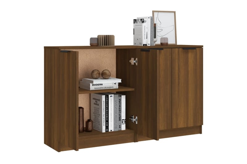 beBasic Skänkar 2 st brun ek 60x30x70 cm konstruerat trä - Brown - Förvaring - Förvaringsmöbler - Sideboard & skänk