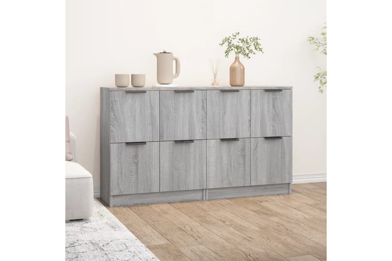 beBasic Skänkar 2 st grå sonoma 60x30x70 cm konstruerat trä - Grey - Förvaring - Förvaringsmöbler - Sideboard & skänk