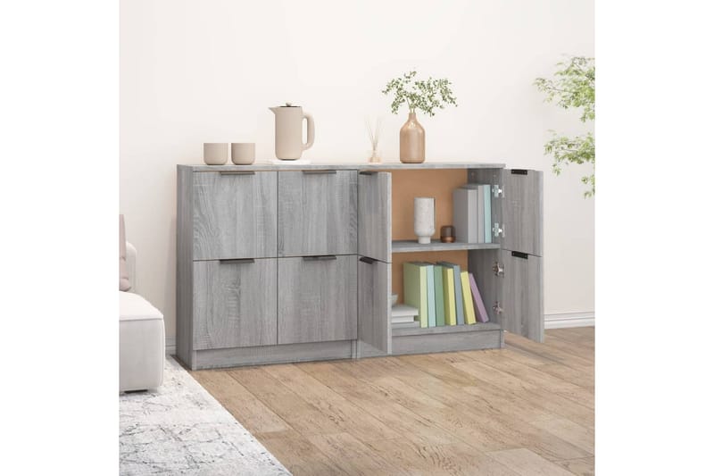 beBasic Skänkar 2 st grå sonoma 60x30x70 cm konstruerat trä - Grey - Förvaring - Förvaringsmöbler - Sideboard & skänk