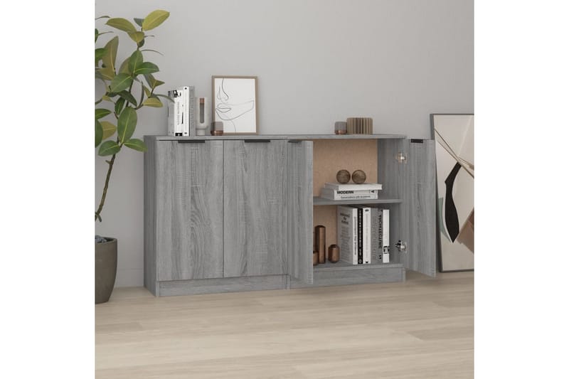 beBasic Skänkar 2 st grå sonoma 60x30x70 cm konstruerat trä - Grey - Sideboard & skänk