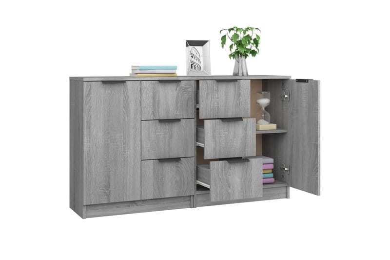 beBasic Skänkar 2 st grå sonoma 60x30x70 cm konstruerat trä - Grey - Sideboard & skänk