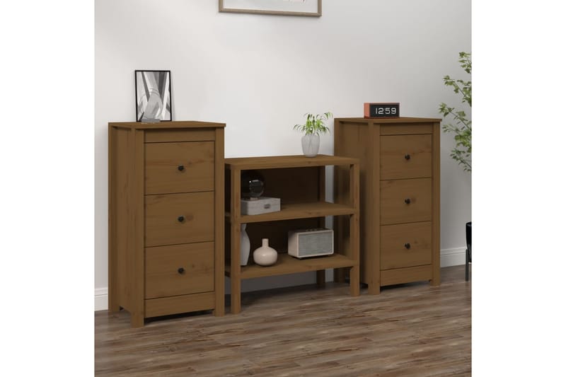 beBasic Skänkar 2 st honungsbrun 40x35x80 cm massiv furu - Brown - Förvaring - Förvaringsmöbler - Sideboard & skänk