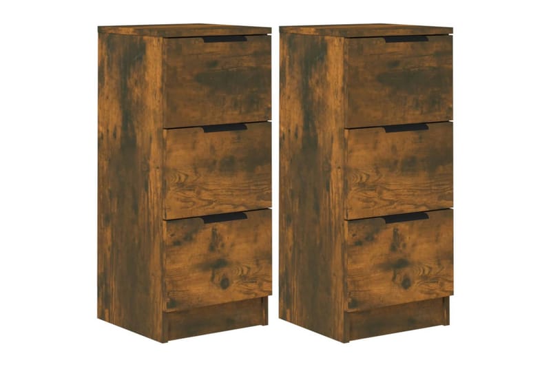 beBasic Skänkar 2 st rökfärgad ek 30x30x70 cm konstruerat trä - Brown - Förvaring - Förvaringsmöbler - Sideboard & skänk