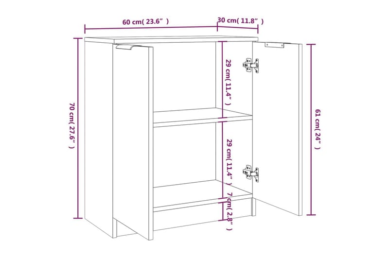 beBasic Skänkar 2 st rökfärgad ek 60x30x70 cm konstruerat trä - Brown - Förvaring - Förvaringsmöbler - Sideboard & skänk