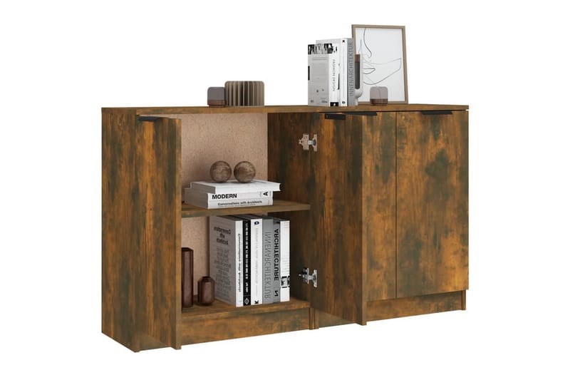 beBasic Skänkar 2 st rökfärgad ek 60x30x70 cm konstruerat trä - Brown - Förvaring - Förvaringsmöbler - Sideboard & skänk