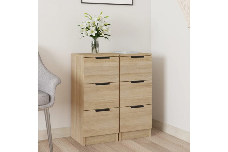 beBasic Skänkar 2 st sonoma-ek 30x30x70 cm konstruerat trä - Brown - Förvaring - Förvaringsmöbler - Sideboard & skänk