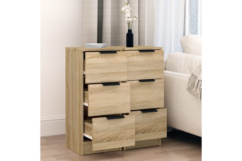 beBasic Skänkar 2 st sonoma-ek 30x30x70 cm konstruerat trä - Brown - Förvaring - Förvaringsmöbler - Sideboard & skänk