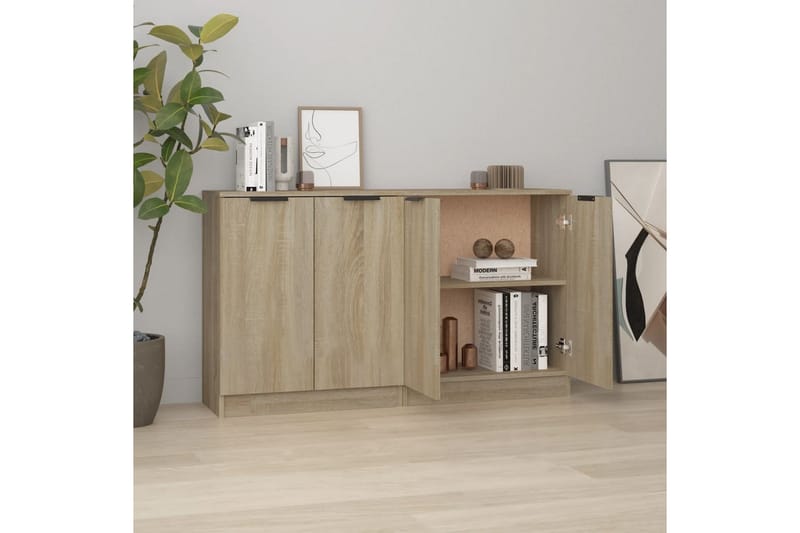 beBasic Skänkar 2 st sonoma-ek 60x30x70 cm konstruerat trä - Brown - Förvaring - Förvaringsmöbler - Sideboard & skänk