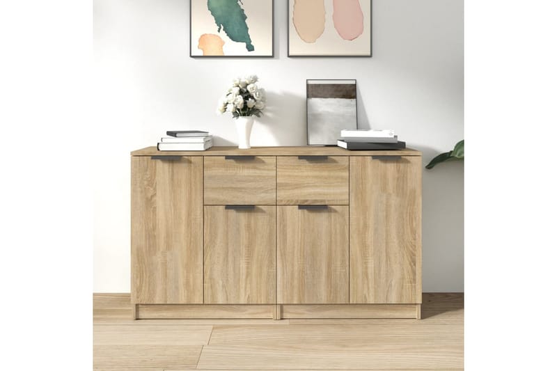 beBasic Skänkar 2 st sonoma-ek 60x30x70 cm konstruerat trä - Brown - Förvaring - Förvaringsmöbler - Sideboard & skänk