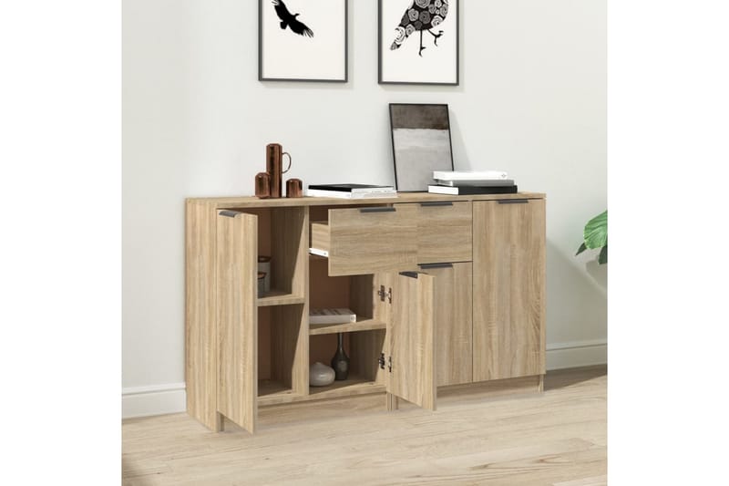 beBasic Skänkar 2 st sonoma-ek 60x30x70 cm konstruerat trä - Brown - Förvaring - Förvaringsmöbler - Sideboard & skänk