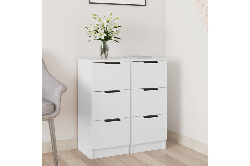 beBasic Skänkar 2 st vit 30x30x70 cm konstruerat trä - White - Förvaring - Förvaringsmöbler - Sideboard & skänk