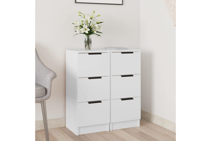 beBasic Skänkar 2 st vit 30x30x70 cm konstruerat trä - White - Sideboard & skänk