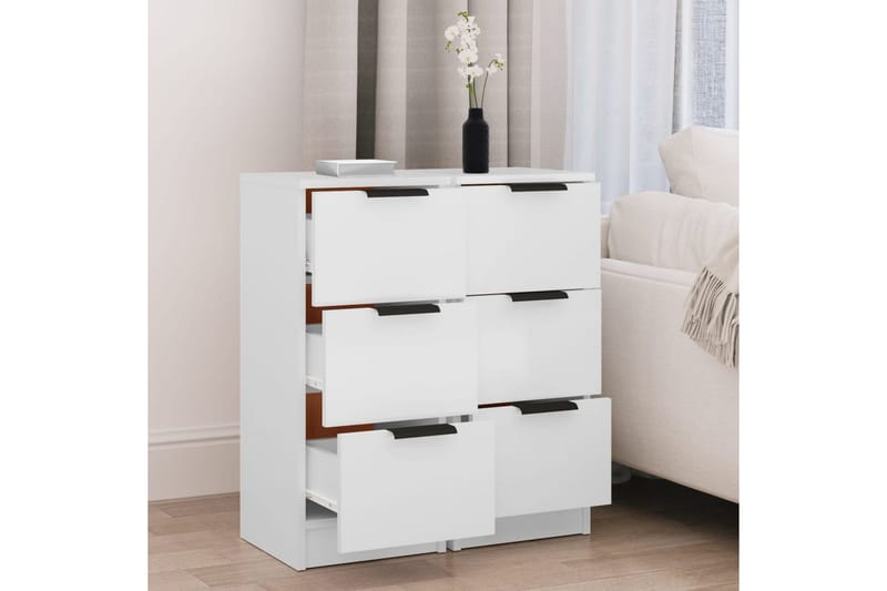 beBasic Skänkar 2 st vit 30x30x70 cm konstruerat trä - White - Förvaring - Förvaringsmöbler - Sideboard & skänk